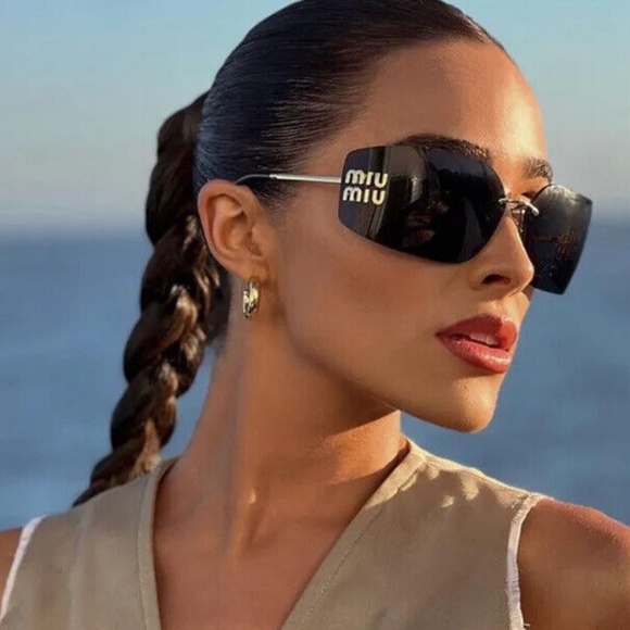 NEW MIU MIU SMU54Y 5AK5S0 WOMEN SUNGLASSES MU54YS 5AK-5S0 GOLD GREY EYEWEAR - Picture 2 of 11